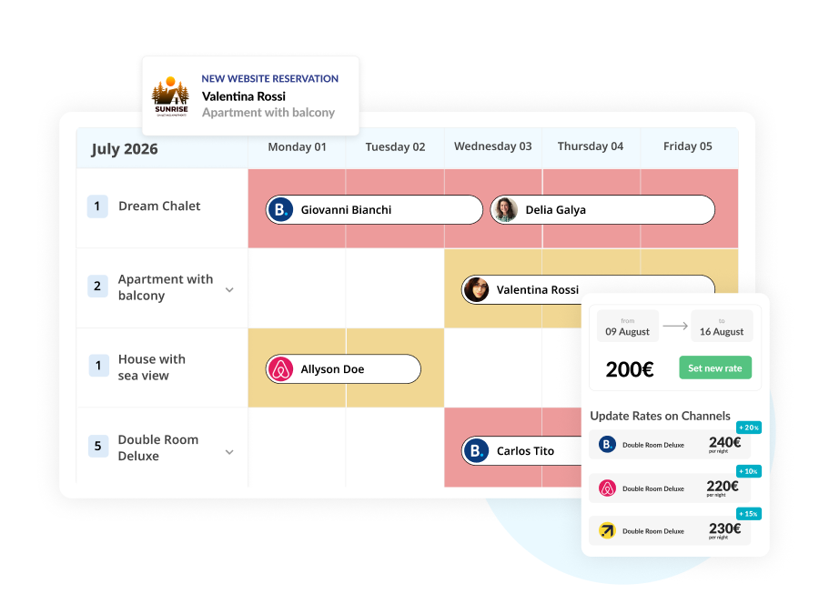 Sync rates and availability across 20+ OTA channels in real time e4jConnect Channel Manager — real-time rate and availability sync across Booking.com, Airbnb and Expedia